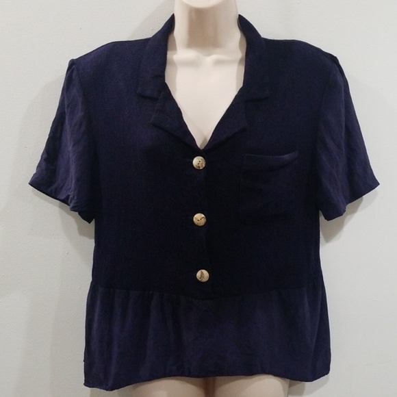 K studio women's dark blue blouse - Picture 3 of 8